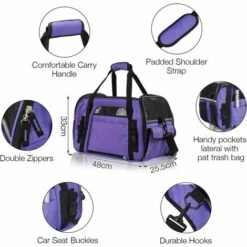 GALOZZOIT Sac Transport Chat Porté Main Ou Épaule Pour Chiot Chaton Panier Transport Chat Pour Voyage En Avion Train Voiture Avion Homologué(L Violet) 7 GALOZZOIT Sac Transport Chat Porté Main Ou Épaule Pour Chiot Chaton Panier Transport Chat Pour Voyage En Avion Train Voiture Avion Homologué(L Violet) -Cage, caisse et transport pour chien Soldes 58657729 3