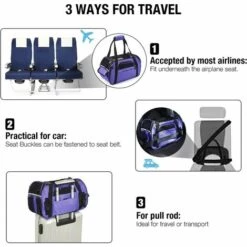GALOZZOIT Sac Transport Chat Porté Main Ou Épaule Pour Chiot Chaton Panier Transport Chat Pour Voyage En Avion Train Voiture Avion Homologué(L Violet) 9 GALOZZOIT Sac Transport Chat Porté Main Ou Épaule Pour Chiot Chaton Panier Transport Chat Pour Voyage En Avion Train Voiture Avion Homologué(L Violet) -Cage, caisse et transport pour chien Soldes 58657729 5