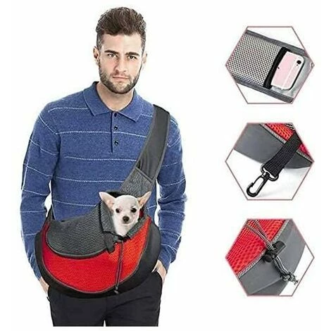 LUCKY-88 Pet Portable Poitrine Respirant Sortant Une épaule Diagonale Sac-Rouge (Large) 2 LUCKY-88 Pet Portable Poitrine Respirant Sortant Une épaule Diagonale Sac-Rouge (Large) – Image 2