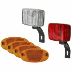 CYCLINGCOLORS Kit Réflecteur Universel : 1x Avant Blanc + 1x Arrière Rouge + 4x Orange Ovale Catadioptre Vélo Remorque Tracteur