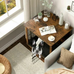 BINGO PAW Cage Pour Chien Intérieur En Bois Cage Chien Chats Lapins Meuble Industriel 63 X 59 X 51cm -Cage, caisse et transport pour chien Soldes 58971431 3