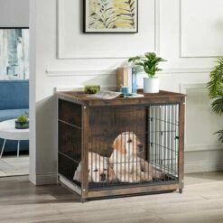 BINGO PAW Cage Pour Chien Intérieur En Bois Cage Chien Chats Lapins Meuble Industriel 63 X 59 X 51cm -Cage, caisse et transport pour chien Soldes 58971431 5