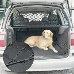 ROSIER Barrière De Chien Pour Voiture Protection De Chien Isolation Nette De La Voiture Barrière Nette Du Coffre Arrière Filet De Sécurité Pour Animal De Compagnie Filet De Sécurité D'excitation (noir, 90*40cm)——VEBTles