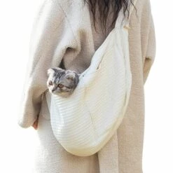 ROSIER Sac Bandoulière Pour Chien Et Chat,Tianher Sac Transport Portable Mains Libres Pour Animaux De Compagnie à Bandoulière Large Et Respirant, Adapté Aux Petits Chiens Et Chats Blanc, 40*26*11cm——VEBTles