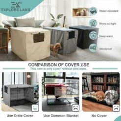 ROSIER Housse De Cage Pour Chien De 61 Cm – Housse De Niche En Polyester Durable Pour Cage De Chien (gris)——VEBTles -Cage, caisse et transport pour chien Soldes 59735656 3