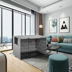 ROSIER Housse De Cage Pour Chien De 61 Cm – Housse De Niche En Polyester Durable Pour Cage De Chien (gris)——VEBTles -Cage, caisse et transport pour chien Soldes 59735656 5