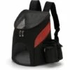 LangRay Sac à Dos De Transport Pour Chien Chats Transporteur Pour Chats Porte Chiens Pour Petits Chiens Avec Coussin Amovible Pour Voyage Randonnée L Rouge