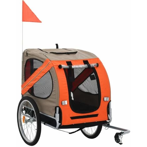 NOVA Cadre En Acier De Remorque De Vélo De Chien Avec Drapeau De Sécurité Différentes Couleurs Couleur : Orange Et Brun 1 NOVA Cadre En Acier De Remorque De Vélo De Chien Avec Drapeau De Sécurité Différentes Couleurs Couleur : Orange Et Brun