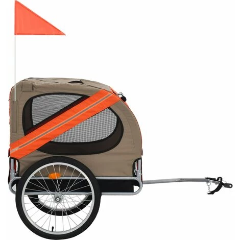 NOVA Cadre En Acier De Remorque De Vélo De Chien Avec Drapeau De Sécurité Différentes Couleurs Couleur : Orange Et Brun 2 NOVA Cadre En Acier De Remorque De Vélo De Chien Avec Drapeau De Sécurité Différentes Couleurs Couleur : Orange Et Brun – Image 2
