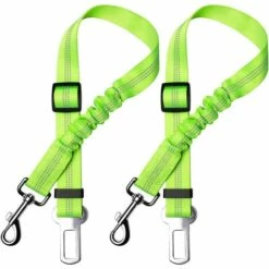 DENUOTOP Harnais Pour Voiture Lot De 2 Voiture Ceinture De Securite Pour Chien, Avec Absorption Des Chocs Et Mousqueton Elastique Reglable Pour Chien Harnais De Securite Superieure Pour Tous Les Chiens Et Chats, Vert