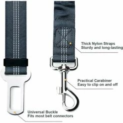 DENUOTOP Harnais Pour Voiture Lot De 2 Voiture Ceinture De Securite Pour Chien, Avec Absorption Des Chocs Et Mousqueton Elastique Reglable Pour Chien Harnais De Securite Superieure Pour Tous Les Chiens Et Chats, Gris -Cage, caisse et transport pour chien Soldes 60005922 3