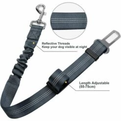 DENUOTOP Harnais Pour Voiture Lot De 2 Voiture Ceinture De Securite Pour Chien, Avec Absorption Des Chocs Et Mousqueton Elastique Reglable Pour Chien Harnais De Securite Superieure Pour Tous Les Chiens Et Chats, Gris -Cage, caisse et transport pour chien Soldes 60005922 4