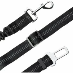 DENUOTOP Harnais Pour Voiture Lot De 2 Voiture Ceinture De Securite Pour Chien, Avec Absorption Des Chocs Et Mousqueton Elastique Reglable Pour Chien Harnais De Securite Superieure Pour Tous Les Chiens Et Chats -Cage, caisse et transport pour chien Soldes 60009489 4