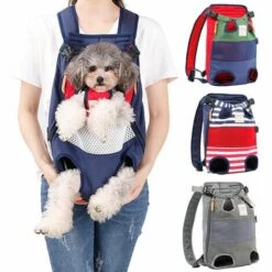 DENUOTOP Sacs à Dos De Transport Sacs à Dos Pour Chiens Chiens De Taille Moyenne Sac De Transport Pour Chien Sac Pour Chien Sac De Transport Réglable Sac à Dos Pour La Randonnée, Support Jusqu'à 12 Kg(Grille Rouge-bleue)