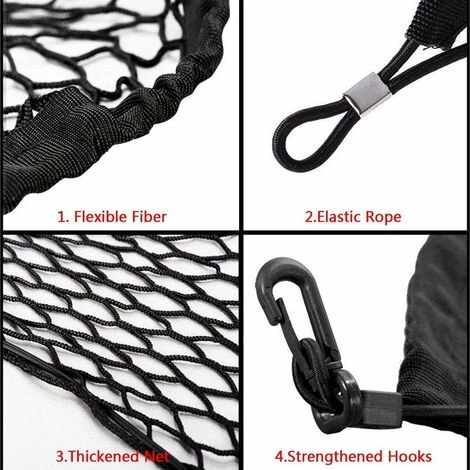 MINKUROW Filet à Bagages De Voiture, Filet De Coffre En Nylon élastique 115x60cm Filet De Protection Filet De Séparation Multifonction Pour Chiens De Stockage De Coffre Pour Animaux De Compagnie 4 MINKUROW Filet à Bagages De Voiture, Filet De Coffre En Nylon élastique 115x60cm Filet De Protection Filet De Séparation Multifonction Pour Chiens De Stockage De Coffre Pour Animaux De Compagnie – Image 4