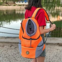 LIFCAUSAL Sac à Dos Pour Animaux De Compagnie Sac De Voyage Portable Sac De Poitrine Avant Berathable Mesh Drawstring Design Outdoor Pet Dog Carrying Bag -Cage, caisse et transport pour chien Soldes 60062265 3