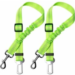 STARLIGHT Lot De 2 Voiture Ceinture De Securite Pour Chien, Avec Absorption Des Chocs Et Mousqueton Elastique Reglable Pour Chien Harnais De Securite Superieure Pour Tous Les Chiens Et Chats, Vert,STAR.L