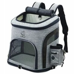 ZOLGINAH Pet Dog Carrier Backpack, Sac À Dos Pour Animal De Compagnie Avec Filet Respirant，Adapté Aux Voyages Et À La Vie Quotidienne (Gris)