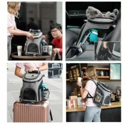 ZOLGINAH Pet Dog Carrier Backpack, Sac À Dos Pour Animal De Compagnie Avec Filet Respirant，Adapté Aux Voyages Et À La Vie Quotidienne (Gris) -Cage, caisse et transport pour chien Soldes 60433620 4