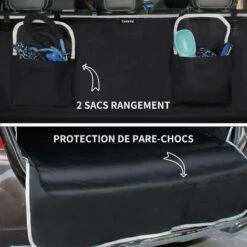 RHAFAYRE Protection Coffre Voiture Chien Universelle, 2 Grandes Poches, Imperméable & Antidérapant, 185 X 105 Cm Couverture De Coffre Pour Plupart Voitures, Gamelle Bonus Et E-Book, Noir -Cage, caisse et transport pour chien Soldes 61524509 5
