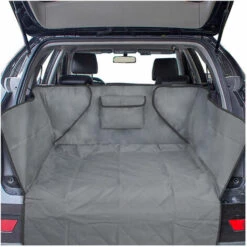 ZOLGINAH Protection Coffre Voiture Chien Universelle, 1 Grande Poche, Imperméable & Antidérapant, 132 X 99 Cm Couverture De Coffre Pour Plupart Voitures, Gamelle Bonus Et E-Book, Gris