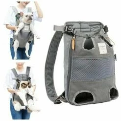 SINCèREETALI Sacs à Dos Pour Chiens Chiens De Taille Moyenne Sac De Transport Pour Chien Sac De Chien Sac De Transport Réglable Sac à Dos Pour La Randonnée, Les Voyages, Camping, Soutienjusqu'à 12 Kg Gris