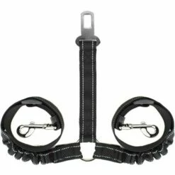 CLEGGFR Ceinture De Sécurité Lente Double Chien, Ceinture De Sécurité Double Voiture Pour Animaux De Compagnie Réglable Double Coupleur De Chien Diviseur De Plomb élastique élastique Bande Réfléchissante Deux Voyage En Voiture Pour Animaux De Compagnie