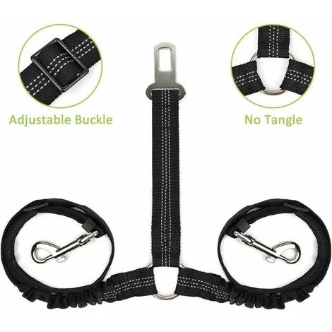 CLEGGFR Ceinture De Sécurité Lente Double Chien, Ceinture De Sécurité Double Voiture Pour Animaux De Compagnie Réglable Double Coupleur De Chien Diviseur De Plomb élastique élastique Bande Réfléchissante Deux Voyage En Voiture Pour Animaux De Compagnie 3 CLEGGFR Ceinture De Sécurité Lente Double Chien, Ceinture De Sécurité Double Voiture Pour Animaux De Compagnie Réglable Double Coupleur De Chien Diviseur De Plomb élastique élastique Bande Réfléchissante Deux Voyage En Voiture Pour Animaux De Compagnie – Image 3