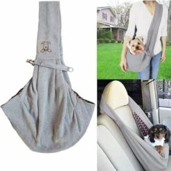 JUNJUN-Sac De Transport Pour Chat/Chien, Single-épaule Sling Sac De Transport Pour Chien Et Chat Animaux De Compagnie Sling Sac Transporteur Titulaire, Gris -Cage, caisse et transport pour chien Soldes 63873893 4