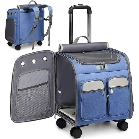 JUNJUN-Sac à Dos à Roulettes Pour Transport Pet Poussette Pet Carrier Puppy Cat Transport Bag Sac à Dos Confortable 1 JUNJUN-Sac à Dos à Roulettes Pour Transport Pet Poussette Pet Carrier Puppy Cat Transport Bag Sac à Dos Confortable