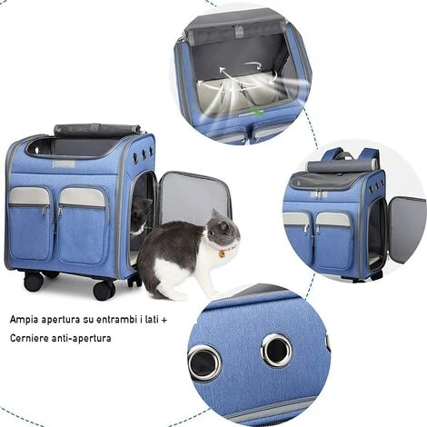 JUNJUN-Sac à Dos à Roulettes Pour Transport Pet Poussette Pet Carrier Puppy Cat Transport Bag Sac à Dos Confortable 4 JUNJUN-Sac à Dos à Roulettes Pour Transport Pet Poussette Pet Carrier Puppy Cat Transport Bag Sac à Dos Confortable – Image 4