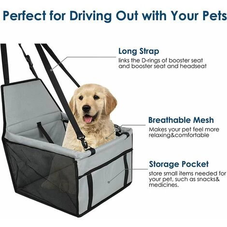 DECKON Siège Rehausseur Pour Animaux De Compagnie Pour Petits Chiens, Housse De Siège Rehausseur Imperméable Et Respirant Pour Chien, Sac De Transport Protecteur Pour Animaux De Compagnie Gris 2 DECKON Siège Rehausseur Pour Animaux De Compagnie Pour Petits Chiens, Housse De Siège Rehausseur Imperméable Et Respirant Pour Chien, Sac De Transport Protecteur Pour Animaux De Compagnie Gris – Image 2