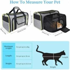 HAZEL Sac De Transport Chat Chien Extensible Et Autres Animaux De Compagnie, Filet Respirant, Spacieux, Pliable, Avec Matelas En Peluche Amovible Pour Voyage En Avion/Train/Voiture (43 * 28 * 28cm) -Cage, caisse et transport pour chien Soldes 64197593 3