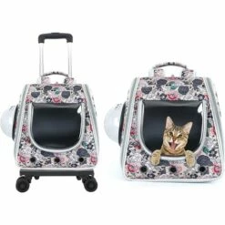 BENOBBY KIDS Sac à Dos Chat Chien, L'espace Pour Animaux De Compagnie Capsule Sac À Dos,Sac De Transport Trolley Pour Animaux,Respirant ,pour Chats, Petits Chiens, Petits Animaux (Rose)