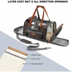 BENOBBY KIDS Sac De Transport Chat Petit Chien Chihuahua Animaux Lapin Pliable Lavable Coussin Sac à Main Bandoulière Pour Balader Voyage En Voiture Train Avion -Cage, caisse et transport pour chien Soldes 64417558 4