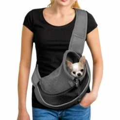 LLOVE Sac De Transport Portable Chien Sac Bandoulière Filet Respirant Pour Chien Et Chat Chiot épaule Pour Animaux De Compagnie Sling Sac Transporteur Réglable Sac De Voyage Pour Petits Animaux Chien,S