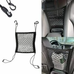 MONLY Filet De Rangement Voiture Universelle ,Filet Protection Voiture,Filet De Protection Voiture Pour Bébé Et Chien,Filet De Rangement Pour Siège Auto,Réseau De Siège De Voiture 2 Couches Avec Crochet
