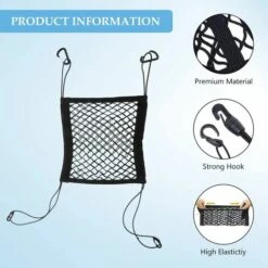 MONLY Filet De Rangement Voiture Universelle ,Filet Protection Voiture,Filet De Protection Voiture Pour Bébé Et Chien,Filet De Rangement Pour Siège Auto,Réseau De Siège De Voiture 2 Couches Avec Crochet -Cage, caisse et transport pour chien Soldes 65485303 3