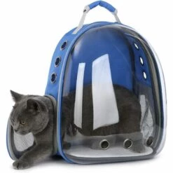OSQI Sac à Dos Pour Chat : Sacs De Transport Pour Lapin Petit Chien Transporteur Pour Animaux De Compagnie Transparent Bulle Capsule Chaton Voyage Chiot Petit Transporteur Hamster Chat Sac De Transport Chihuahua Sac à Dos Portable Bleu