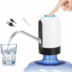 FUHUIDATRADING Pompe à Bouteille D'eau 5 Gallons - Pompe à Eau Potable Pour Bouteille De 5 Gallons 3 à 5 Gallons Réutilisable à Vis Ou à Couronne Tops Distributeur D'eau Automatique à Chargement USB Pour La Maison$ Distributeur De Bouteille D'eau, Pompe à Bouteille D'ea