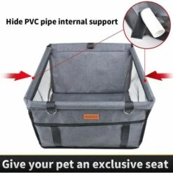 YIENJAOY Sac De Transport Chien Et Chat Avec Rehausseur, Ceinture De Siège De Voiture De Sac De Voiture D'animal Familier Respirant Pour L'animal Chat De Chien Gray -Cage, caisse et transport pour chien Soldes 65808813 3