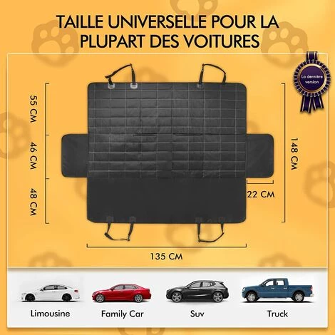 YIENJAOY Housse Voiture Chien, Protection Voiture Chien Multifonctionnel, Housse Protection Voiture Chien Universal, Tapis De Coffre Résistant Et étanche, Housse De Siège Pour Chien For Car, Truck, SUV 4 YIENJAOY Housse Voiture Chien, Protection Voiture Chien Multifonctionnel, Housse Protection Voiture Chien Universal, Tapis De Coffre Résistant Et étanche, Housse De Siège Pour Chien For Car, Truck, SUV – Image 4