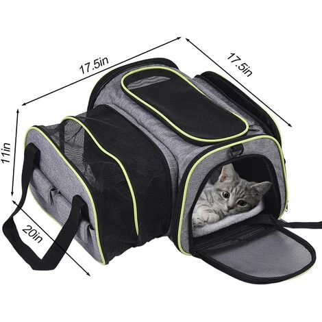 YIENJAOY Sac Transport Chat, Sac De Transport Extensible Caisse De Transport Chat Chien, Cage Transport Chat Souple Et Pliable Avec Tapis En Laine(44.5*40*28 Cm / 17.5x15.7x11inch) 3 YIENJAOY Sac Transport Chat, Sac De Transport Extensible Caisse De Transport Chat Chien, Cage Transport Chat Souple Et Pliable Avec Tapis En Laine(44.5*40*28 Cm / 17.5x15.7x11inch) – Image 3