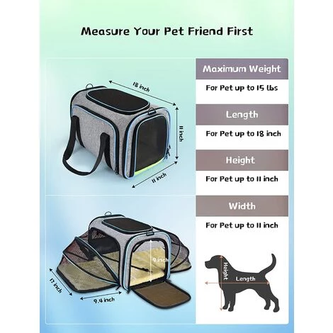 YIENJAOY Sac De Transport Pliable Pour Chien - Sac De Transport Pour Chat - Sac De Transport Portable - Sac De Transport Pour Chien - Approuvé Par Le Système Airline - Sac De Transport Pratique 2 YIENJAOY Sac De Transport Pliable Pour Chien - Sac De Transport Pour Chat - Sac De Transport Portable - Sac De Transport Pour Chien - Approuvé Par Le Système Airline - Sac De Transport Pratique – Image 2