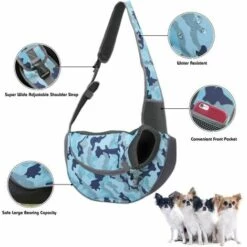 LITZEE Sac Pour Animaux De Compagnie Sac à Bandoulière Sac De Messager Pour Poitrine De Chien Sortir Sac Pour Animaux De Compagnie Portable Camouflage Bleu S (40 * 22 * ​​10cm Sac De Transport Pour Chien -Cage, caisse et transport pour chien Soldes 65817629 4