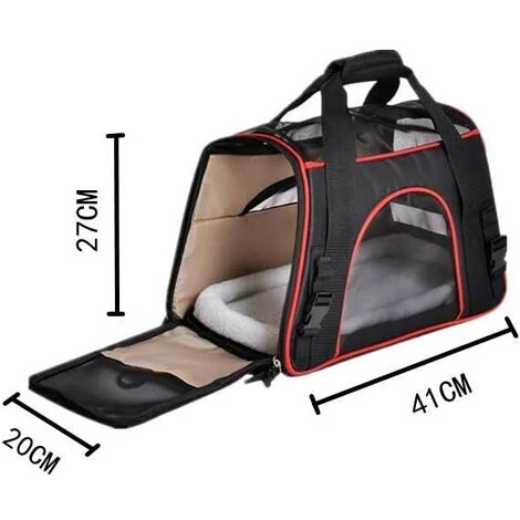 MEZHENG Sac De Transport Chat Chien Extensible Et Autres Animaux De Compagnie, Souple Et Pliable Avec Matelas En Peluche Amovible Pour Voyage En Avion/Voiture/Train Noir(47 * 24 * 33cm) 4 MEZHENG Sac De Transport Chat Chien Extensible Et Autres Animaux De Compagnie, Souple Et Pliable Avec Matelas En Peluche Amovible Pour Voyage En Avion/Voiture/Train Noir(47 * 24 * 33cm) – Image 4