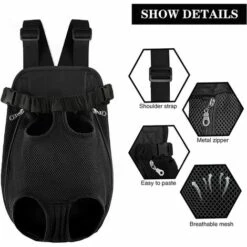 FR-LIFE Sac De Transport Pour Animaux,BR-Vie Sac à Dos Pour Chien - Sac Ajustable Pet Front Cat Dog Carrier Backpack, Transport Sac à Dos Pour Animaux De Compagnie Pour Voyager/Randonnée/Camping -XL Noir -Cage, caisse et transport pour chien Soldes 65846962 4