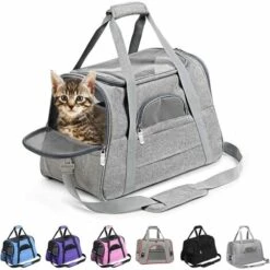 LINKLIFE™ Sac De Transport Pour Animal Chien Chat - Tissu Oxford - 43x25x28cm - Gris