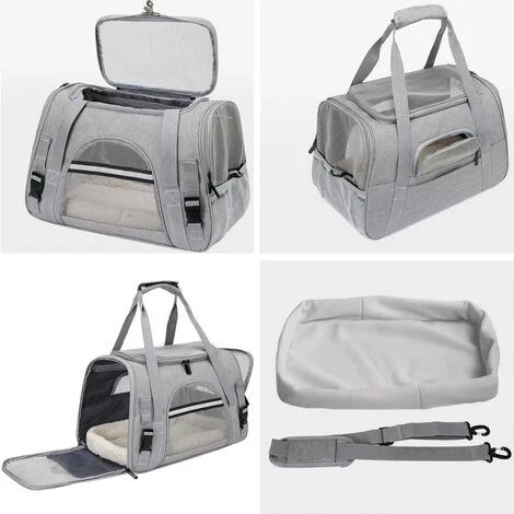 LINKLIFE™ Sac De Transport Pour Animal Chien Chat - Tissu Oxford - 43x25x28cm - Gris 5 LINKLIFE™ Sac De Transport Pour Animal Chien Chat - Tissu Oxford - 43x25x28cm - Gris – Image 5