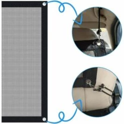 CESIèCLEFOU Barrière De Voiture Pour Chien Filet De Séparation De Voiture Avec Corde De Réglage Et Crochet Convient Pour SUV Et Petite Voiture Lefou -Cage, caisse et transport pour chien Soldes 66083757 4